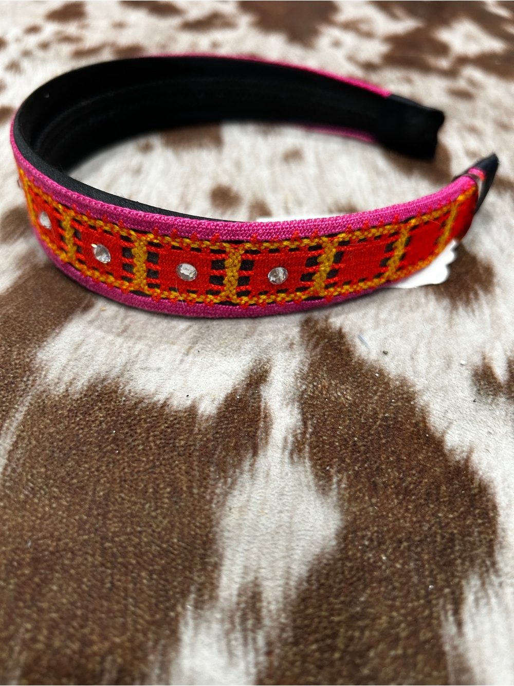 Funky Headband bright colors & crystals handmade brand new